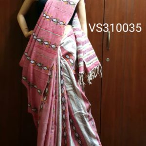 Pink Khesh Kantha Patli Pallu Saree with BP