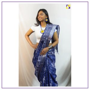 Indigo Slub Linen Cotton Saree