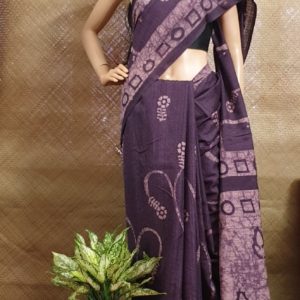 Purple Semi Ghicha Jute Silk Digital Printed Saree