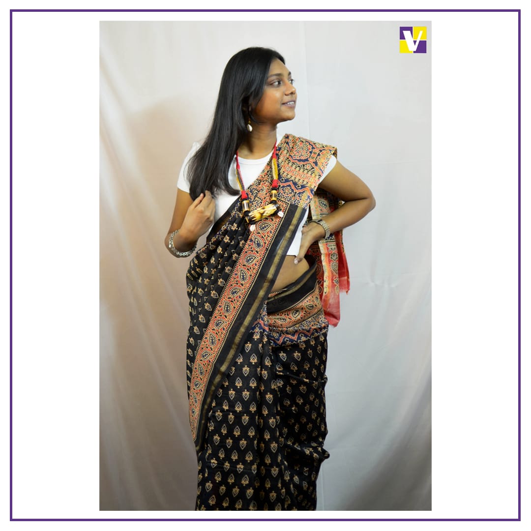 Exclusive hand painted black chanderi saree with madhubani art | Cotton  sarees online shopping, Saree designs, Designer sarees online shopping