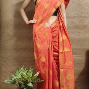 Peach Raw Silk Saree