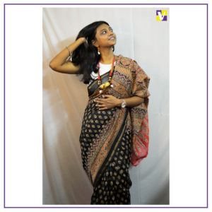 Black Chanderi Silk Saree