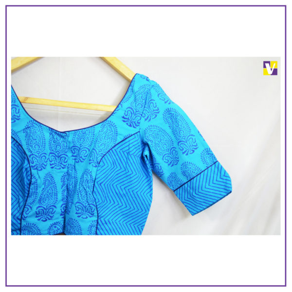 Blue Deep Neck Blouse - Image 4