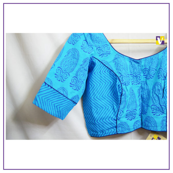 Blue Deep Neck Blouse - Image 3