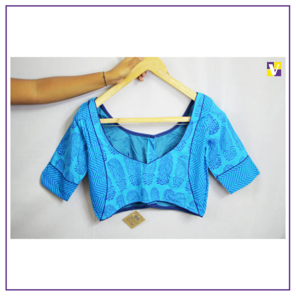Blue Deep Neck Blouse - Image 2