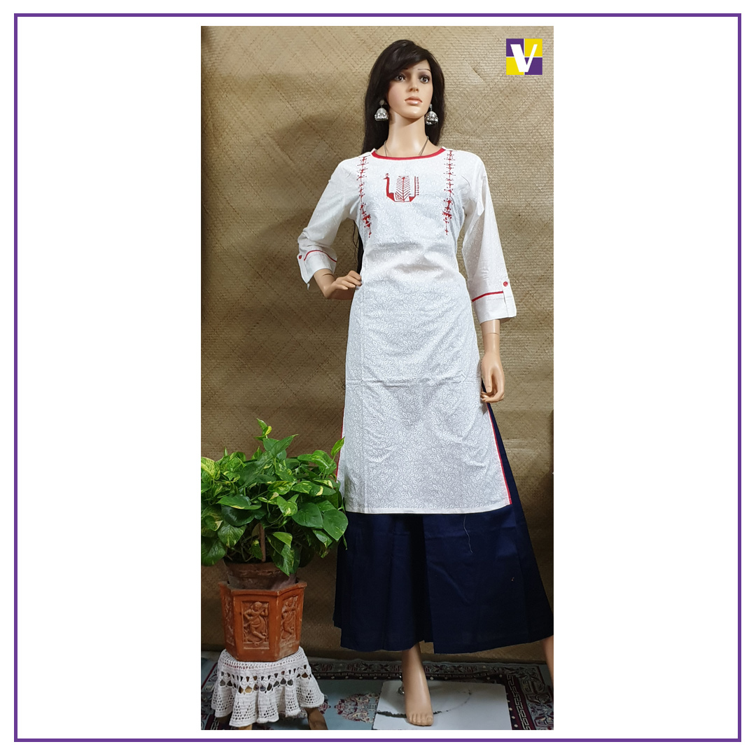Casual Wear Straight Ladies White Plain Cotton Kurti Palazzo Set, Wash  Care: Handwash at Rs 180/piece in Jaipur