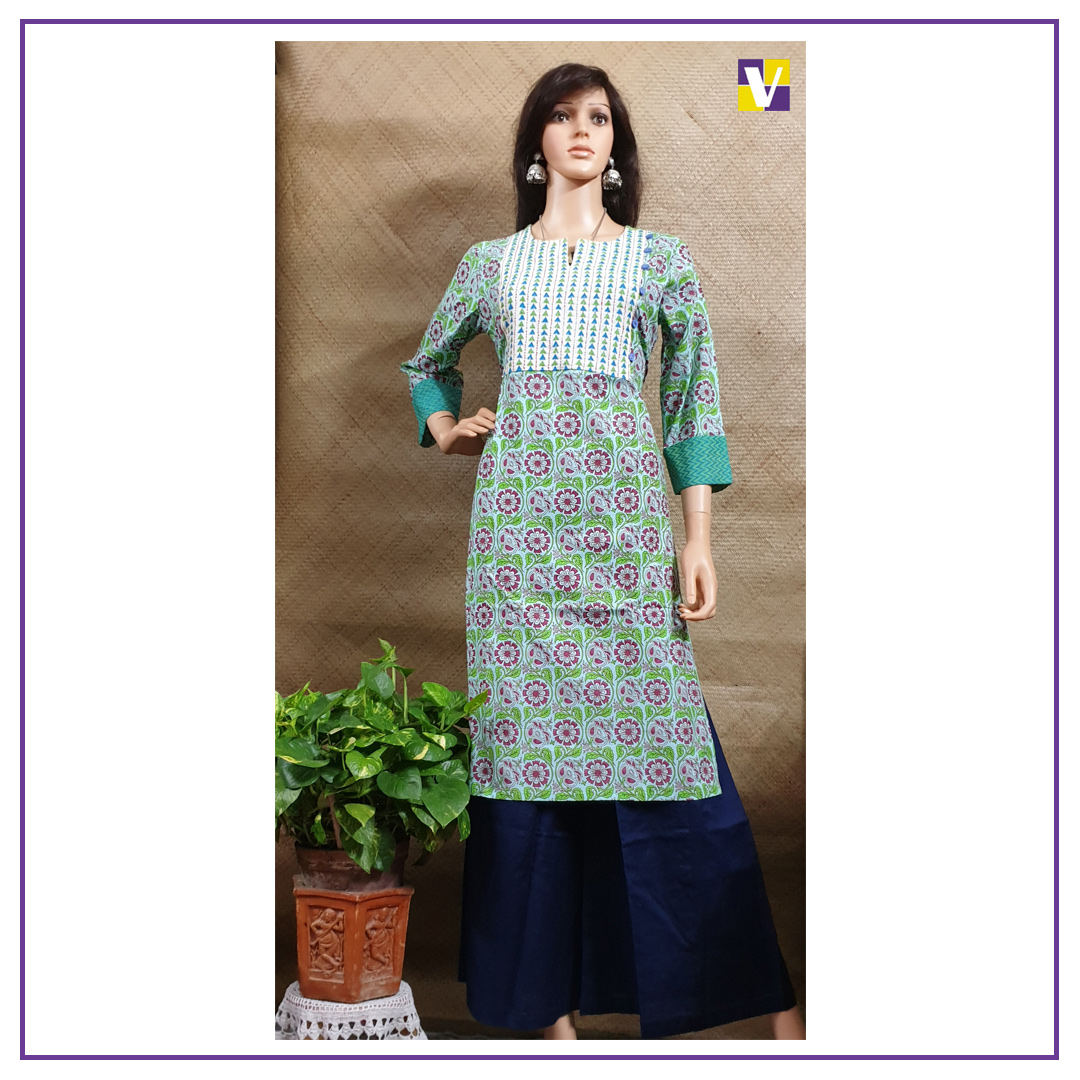 Sea Green Cotton Kurti