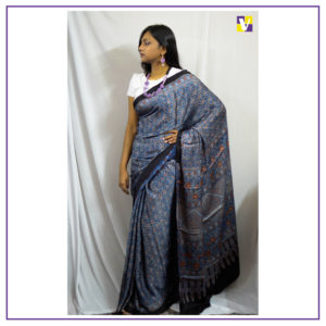 Modal Silk with Ajrakh Print Saree