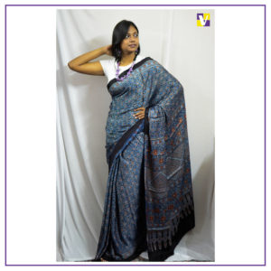 Modal Silk with Ajrakh Print Saree