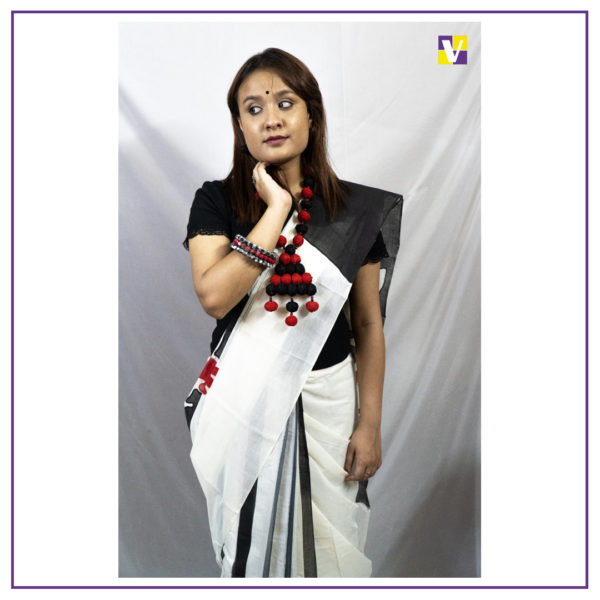 Tant Handprinted Saree - Image 4