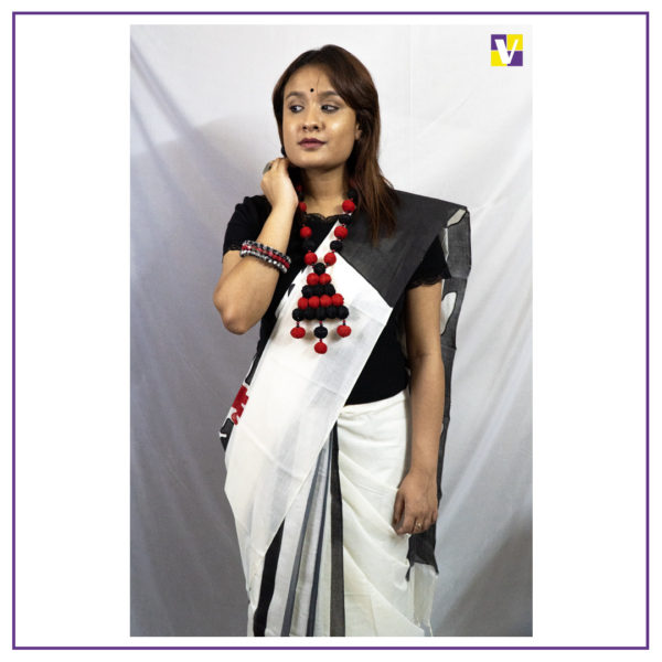 Tant Handprinted Saree - Image 3