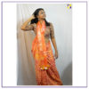 Orange Slub Linen Cotton Saree - Image 2