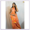 Orange Slub Linen Cotton Saree - Image 3