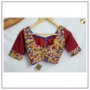Maroon sleeves multicolour blouse