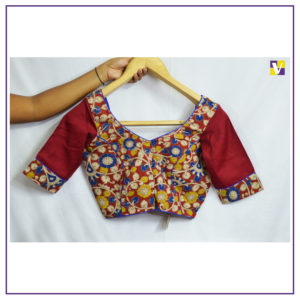 Maroon sleeves multicolour blouse
