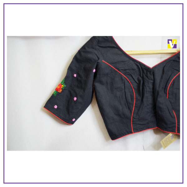 Black Hand Embroidered Blouse - Image 2