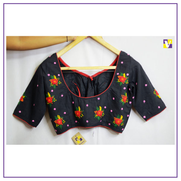 Black Hand Embroidered Blouse - Image 3